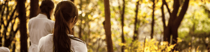 Meditating in forest