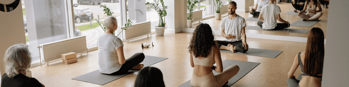 Group practising breathing