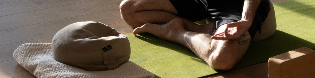 Meditating Man with Yogi Essentials Products