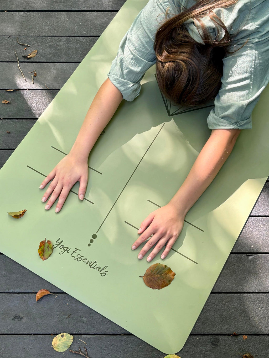 Yogi Essentials Yoga- en pilatesmatten NEW Natuurubber Yogamat - Alignment - Groen